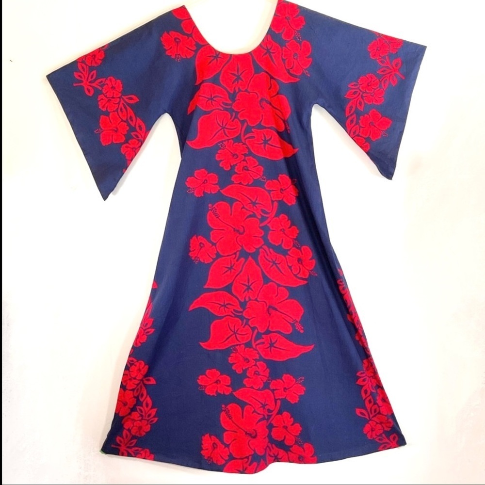 Floral Maxi Dress in Red and Blue